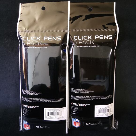New Football Team Detroit Lions NFL Licensed Lot of 10 Pack Black Ink Click Pens - Picture 4 of 4